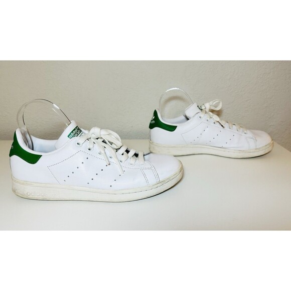 Adidas Stan Smith White Green Leather Low Top Sneakers Shoes Women's 8.5 - Picture 3 of 16